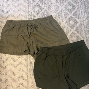 Universal Thread & All In Motion Women's Olive and Dark Green Athletic Shorts